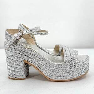 NEW Jeffrey Campbell Women's Asueto Silver Espadrille Platform Sandal Size 39